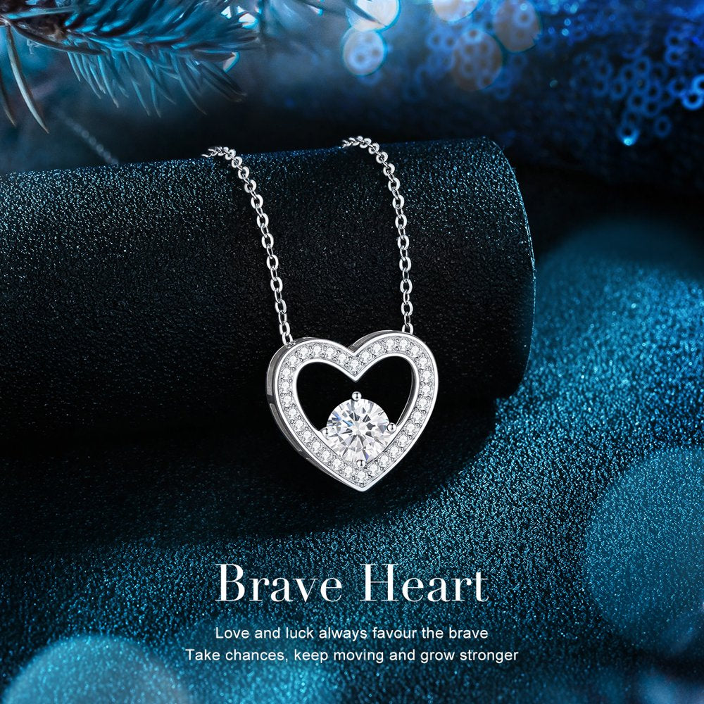 Brave Heart 925 Silver Necklaces with Birthstone for Women Girls Mom Wife Girlfriend, Pendant Necklace Jewelry Gifts for Christmas Birthday Anniversary Valentine'S Day
