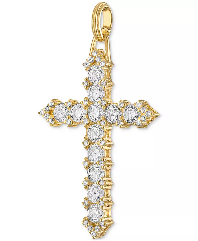 Cubic Zirconia Cross Pendant in 14K Gold-Plated Sterling Silver, Created for Macy'S