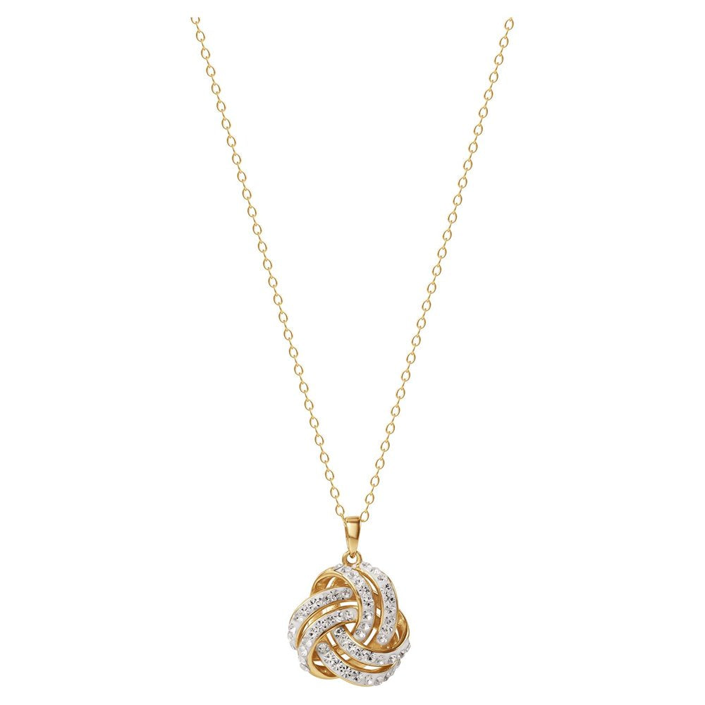 Brilliance Love Knot 18K Gold Crystal Pendant and Earring Set