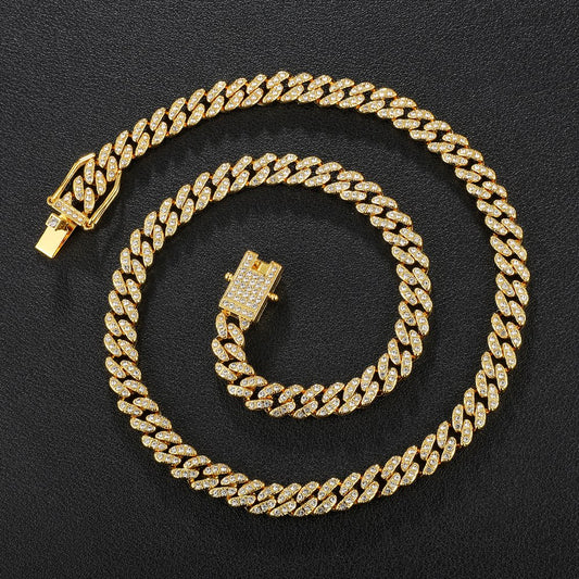 Male Zircon Cuban Chain Necklaces for Men Women Hip Hop Silver Teen Jewelry 8MM 24Inch