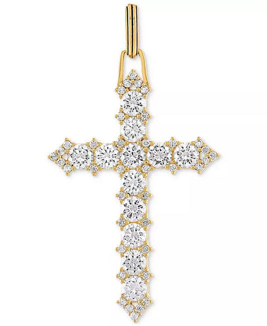 Cubic Zirconia Cross Pendant in 14K Gold-Plated Sterling Silver, Created for Macy'S
