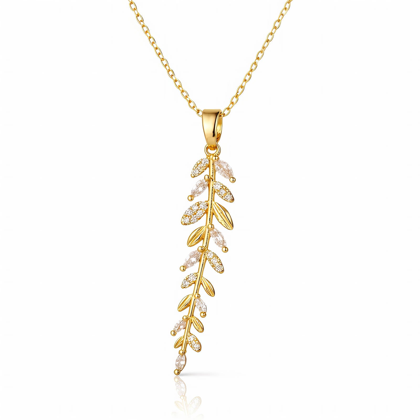18K Gold Leaf Pendant Necklace