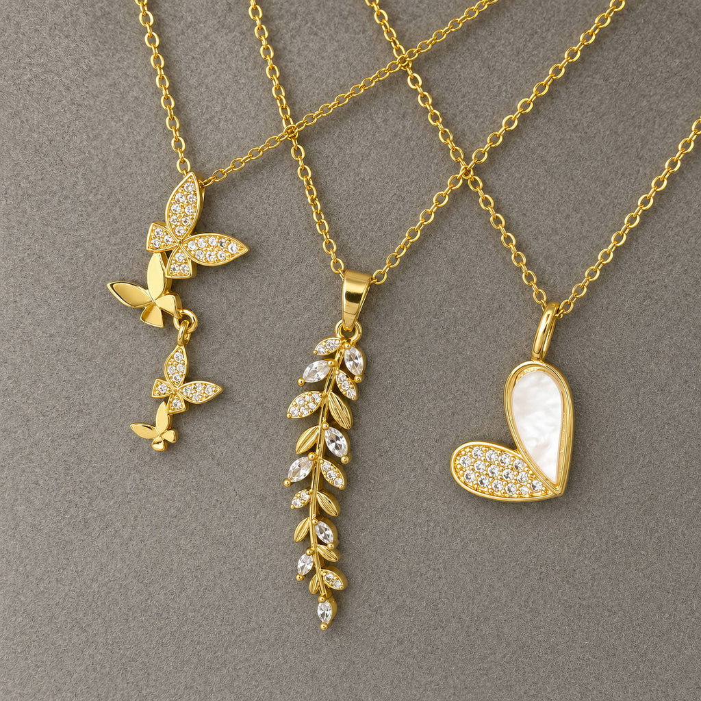 18K Gold Leaf Pendant Necklace