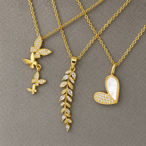 18K Gold Leaf Pendant Necklace