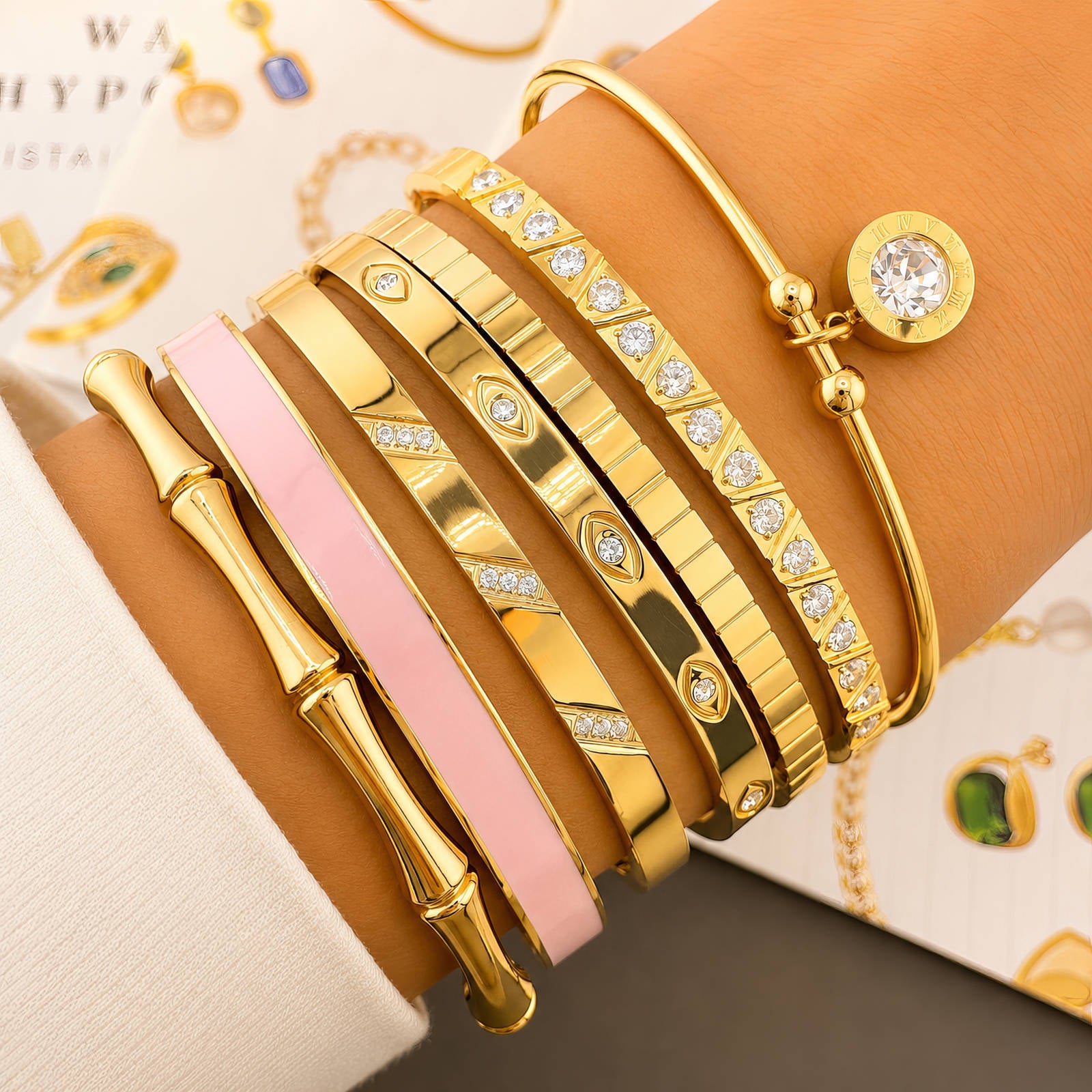 18K Gold Segmented Bangle Bracelet