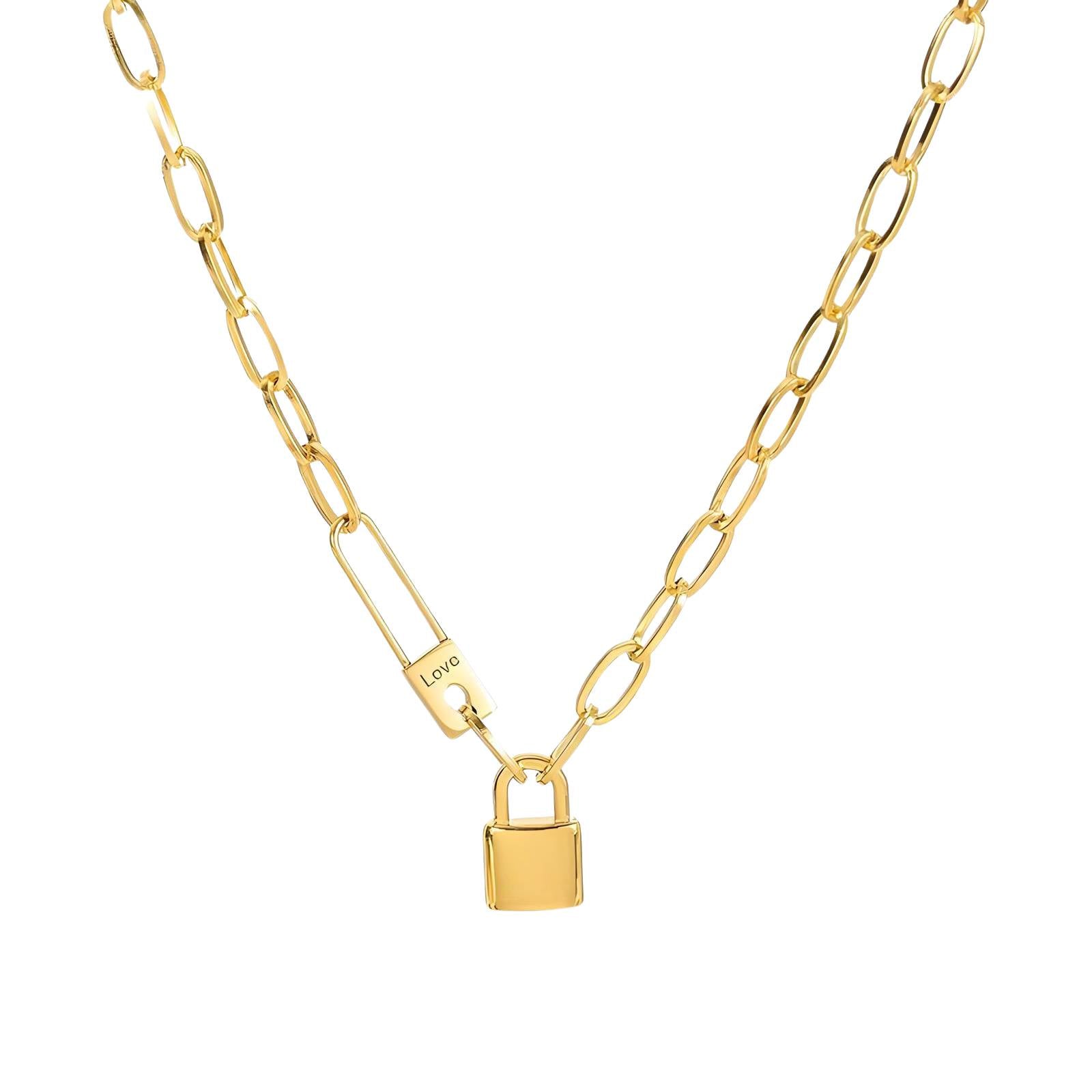 18K Gold Padlock Love Necklace