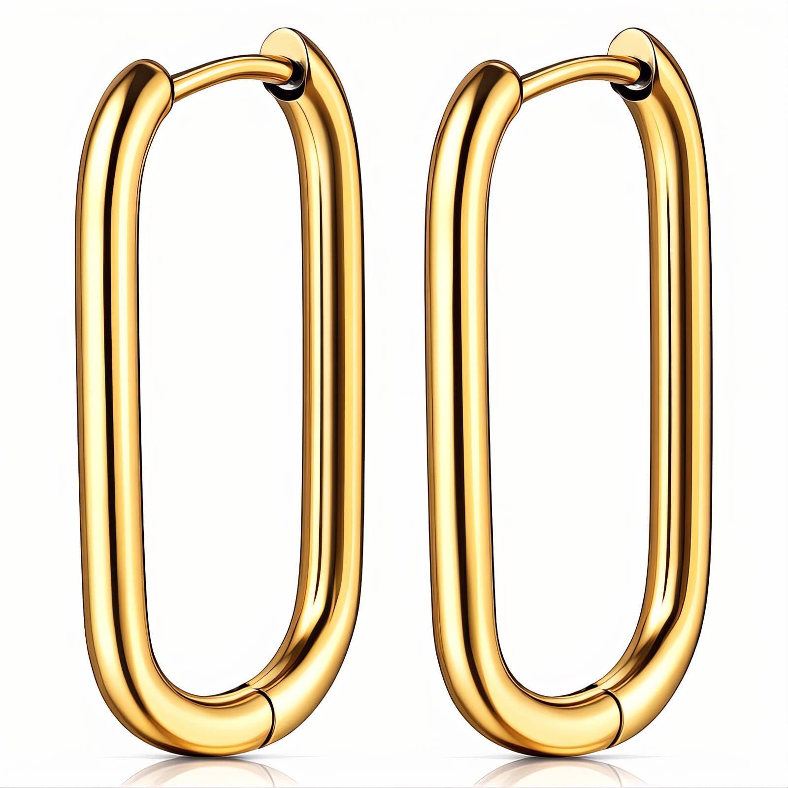 18K Gold Oval Hoop Earrings