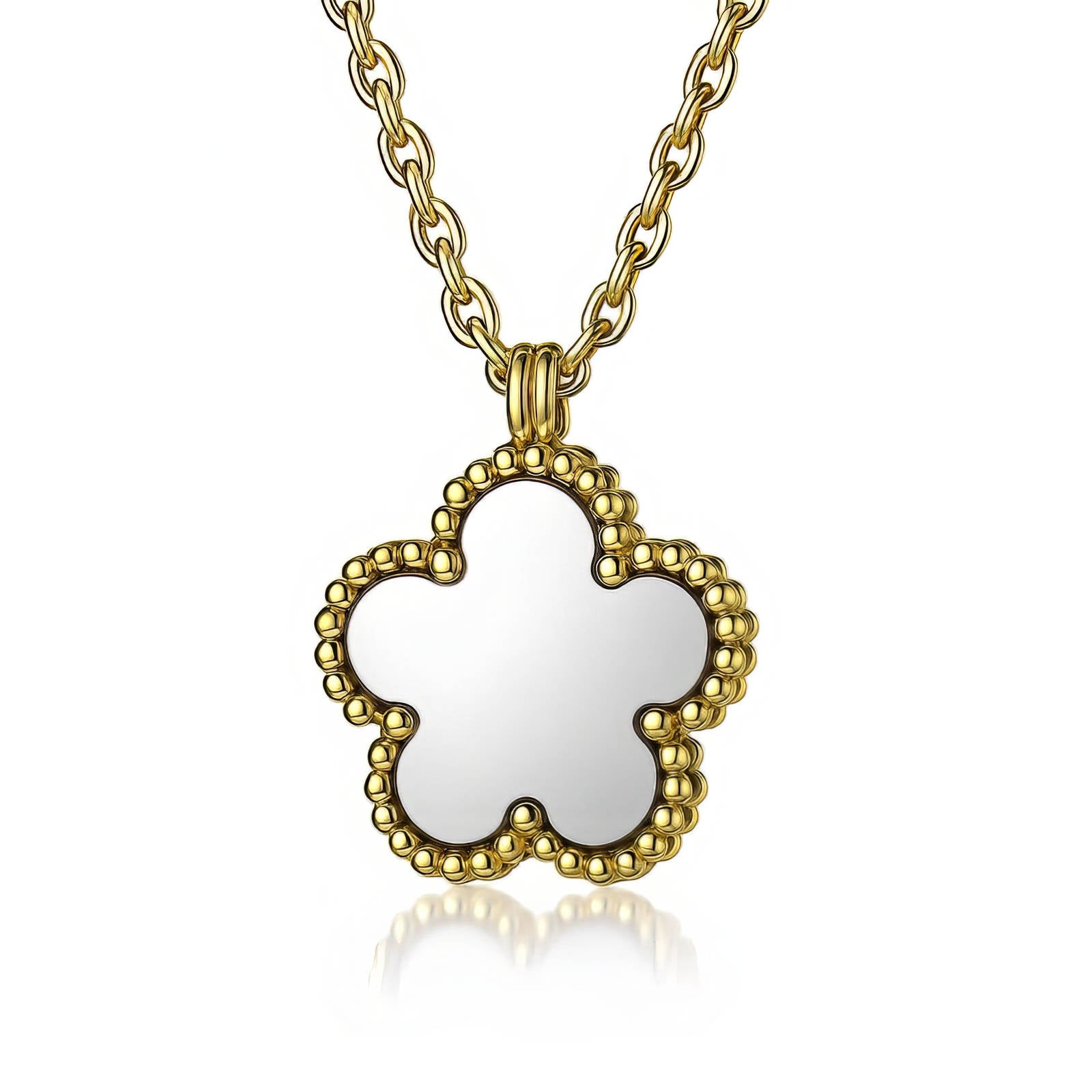 18K Gold Flower Pendant Necklace